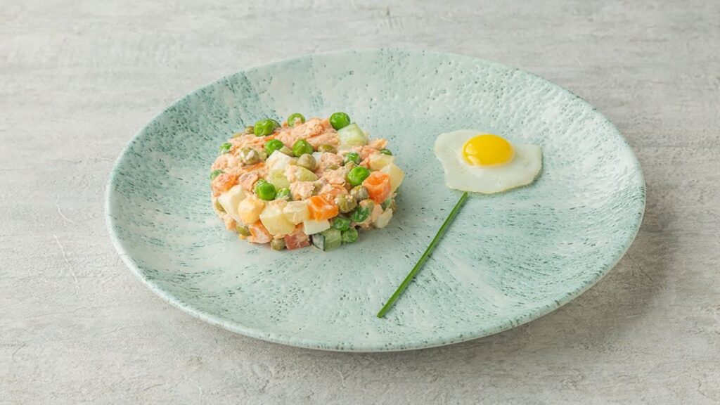 Olivier Salad with Salmon