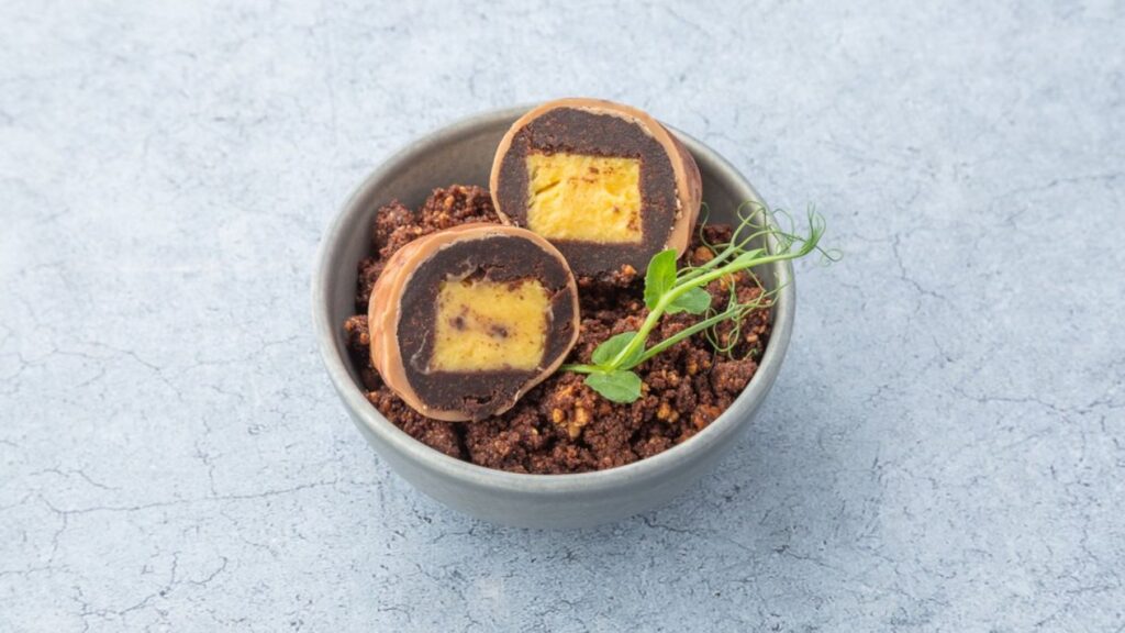 Chocolate Potato Dessert with Passion Fruit Filling