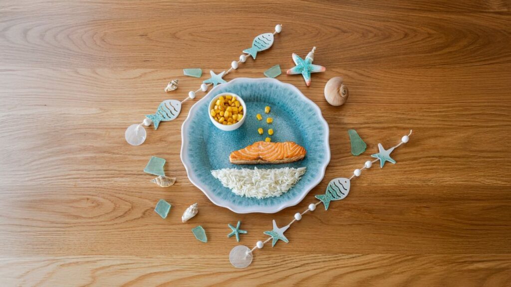 Poached Salmon with Rice